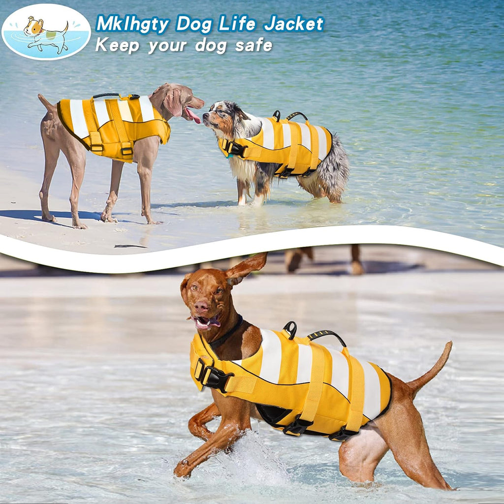 Dog Life Jacket, Ripstop Safety Dog Life Vest for Swimming with Superior Buoyancy & Rescue Handle