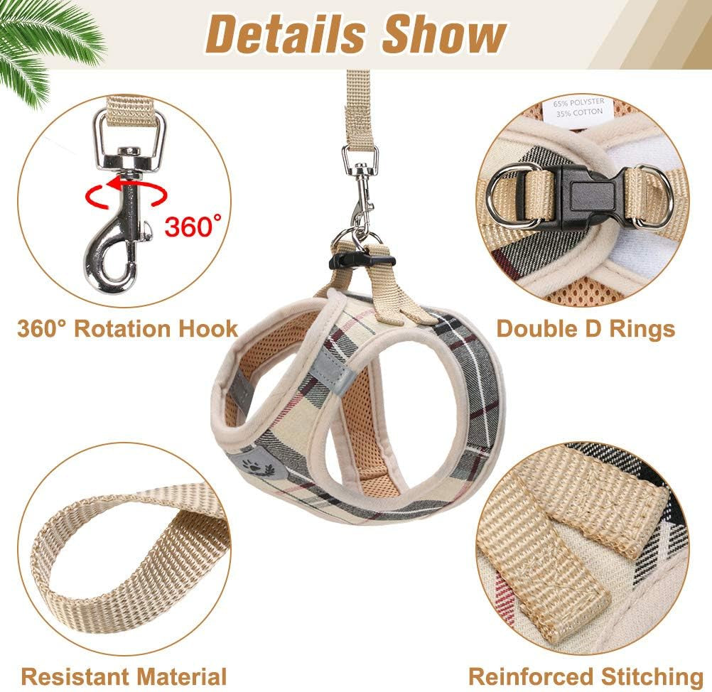 Soft Mesh Cat Harness and Leash Set, Escape Proof Vest Harnesses for Outdoor Walking