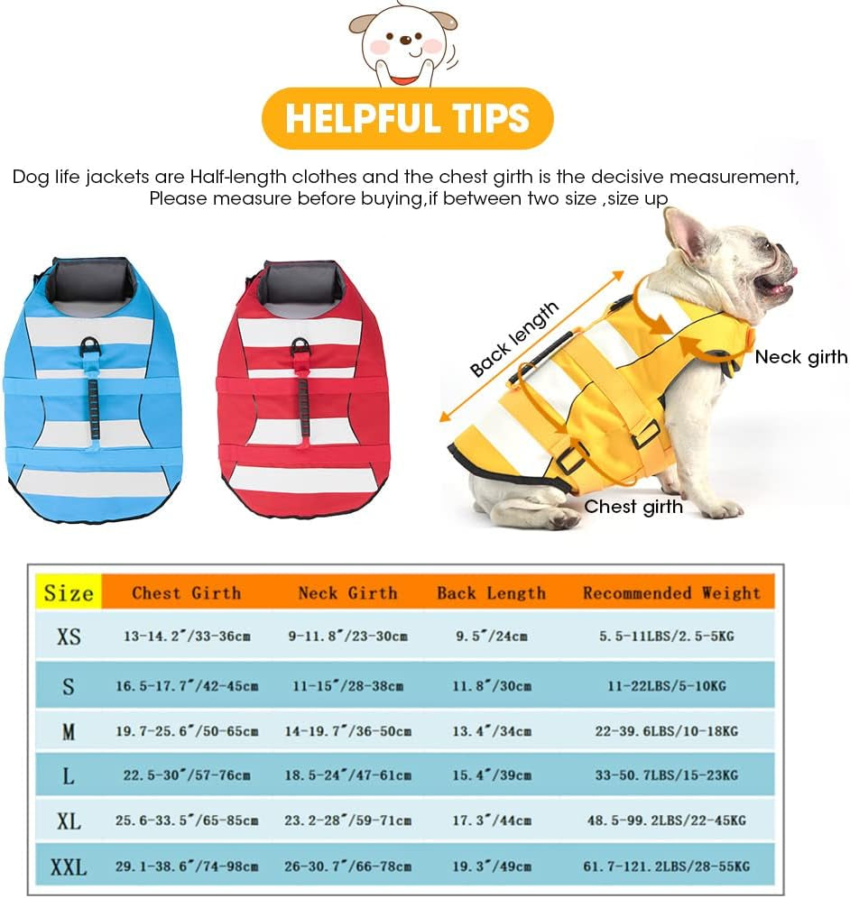 Dog Life Jacket, Ripstop Safety Dog Life Vest for Swimming with Superior Buoyancy & Rescue Handle